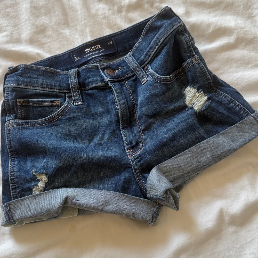 Hollister Blue Ripped Denim Shorts